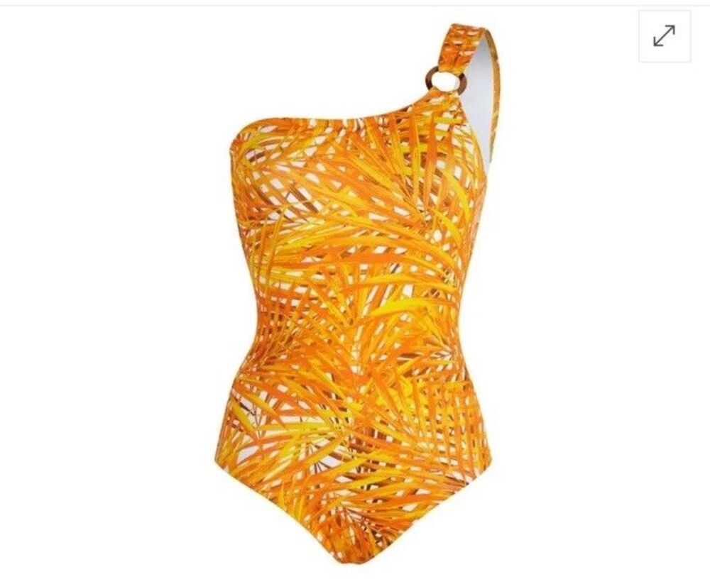 Vilebrequin Swimsuit One Shoulder Sz 6 Palm Leaves Wide Strap V-back